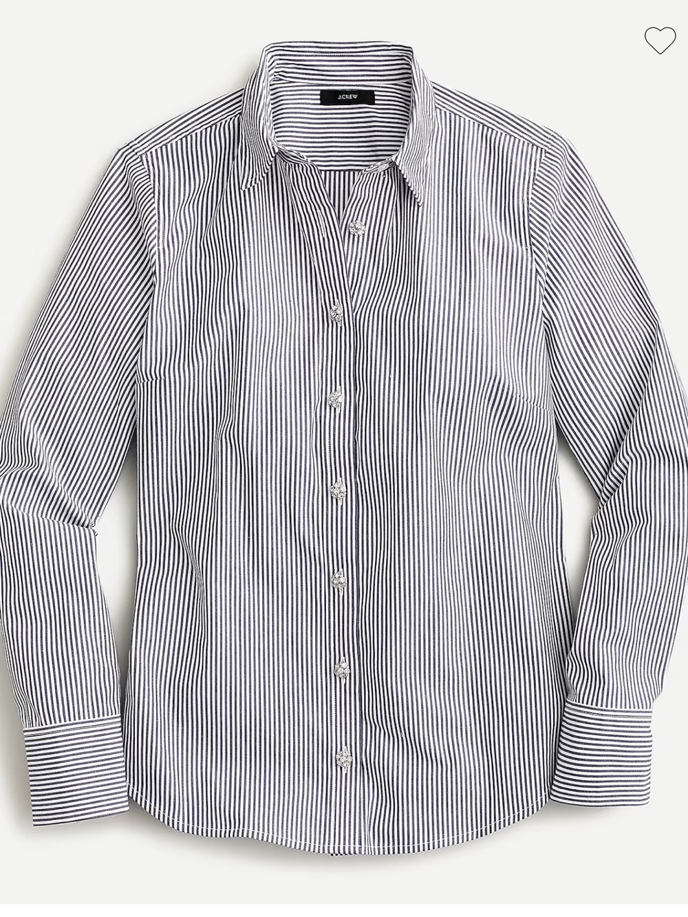 J. Crew Shirt Womens Size 18 organic cotton Blend Slim Fit Stripe Rhinestone Top